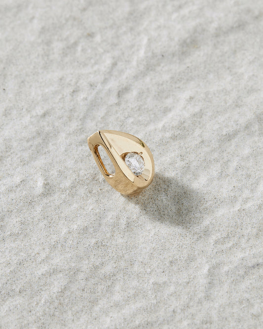 14k Yellow gold and diamond teardrop pendant